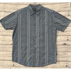 KUHL Mens Suncel Shirt Sz M Short Sleeve Button Up Blue Tencel Cotton W FLAW